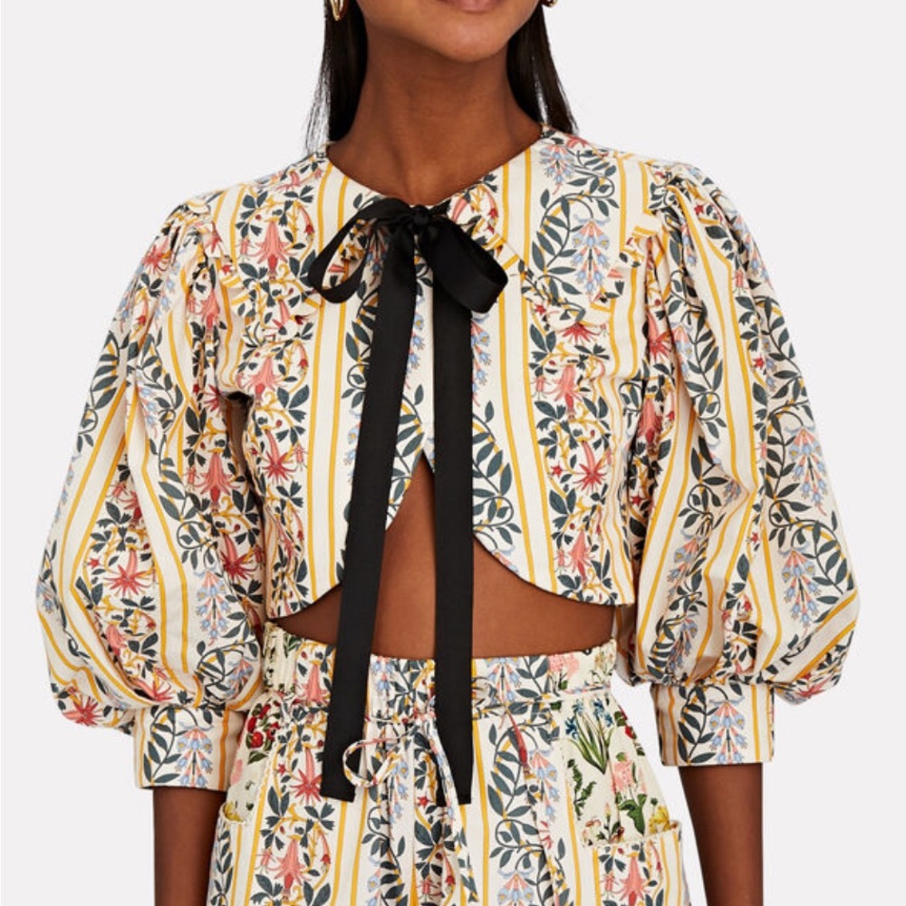 AGUA BY AGUA BENDITA Granate Floral Stripe Crop Top Size S - excellent condition